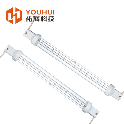 Industrial Short Wave Infrared Halogen Heater dengan umur 5000h, suhu filamen 1100-2600°C dan panjang pemanasan 50-1500mm