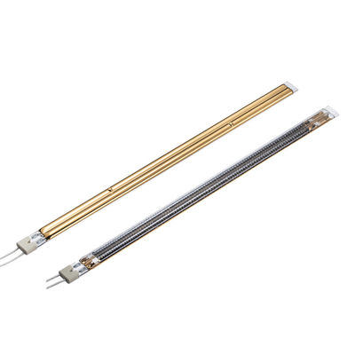kualitas Twin Tube Medium Wave Golden Carbon Fiber Lampu Pemanasan Inframerah 4000W pabrik