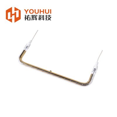 Harga yang bagus Lampu Pemanas Halogen Berlapis Emas Tabung Tunggal Sudut Datar Berbentuk U dengan Suhu Filamen Tinggi on line